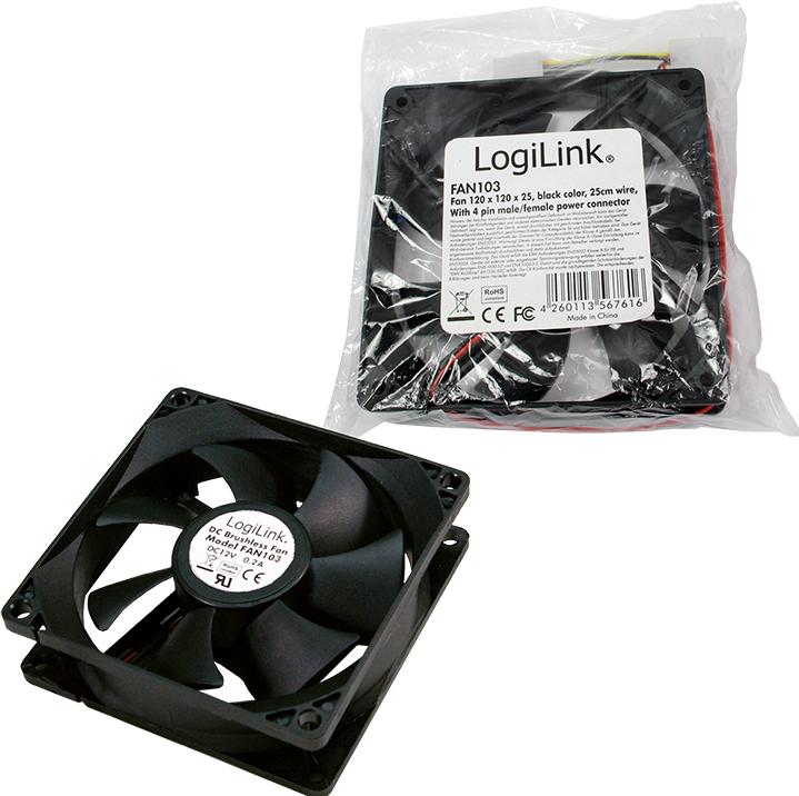 Image du produit LogiLink Ventilateur, 120 x 120 x 25 mm, palier lisse (120 mm, 1 x)