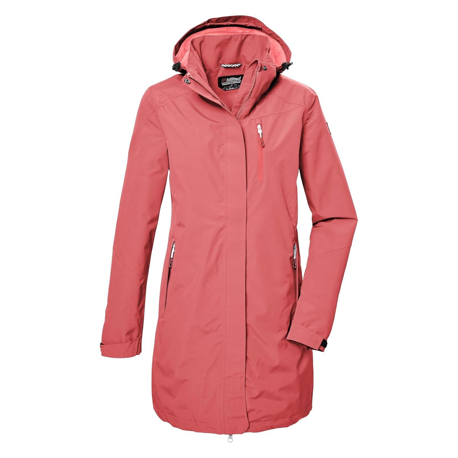 Killtec, Damen, Outdoorjacken, Funktionelle Parka Mit Abnehmbarer Kapuze, Wasserdicht, Verstellbar (38), Rot, 38