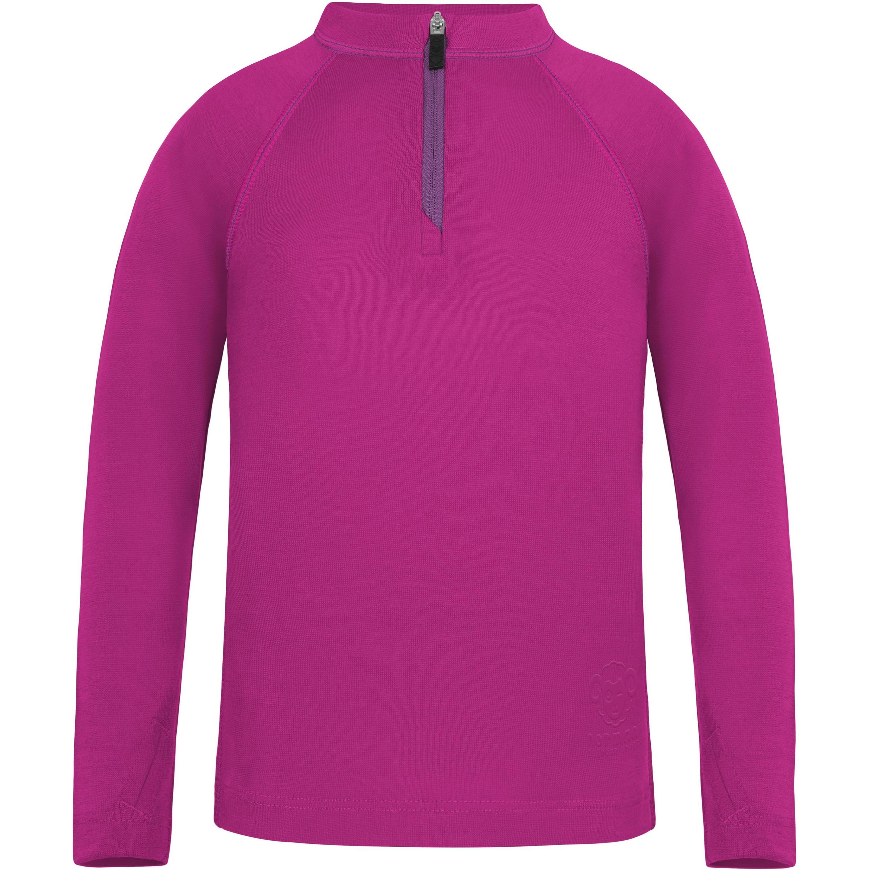 Normani, Herren, Funktionsshirt, Kinder Merino Langarm mit 1/4 Zipper „Nyapari“ - 9545 (146, 152), Rosa, 146, 152
