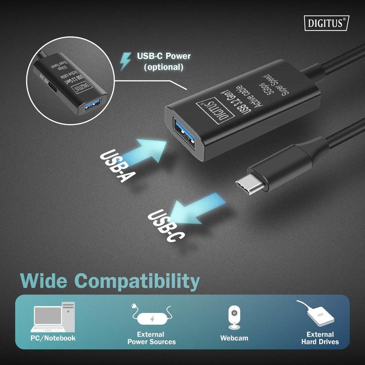Immagine prodotto Digitus USB tipo C - USB A (5 m, USB 3.2 Gen 1, 5 W)