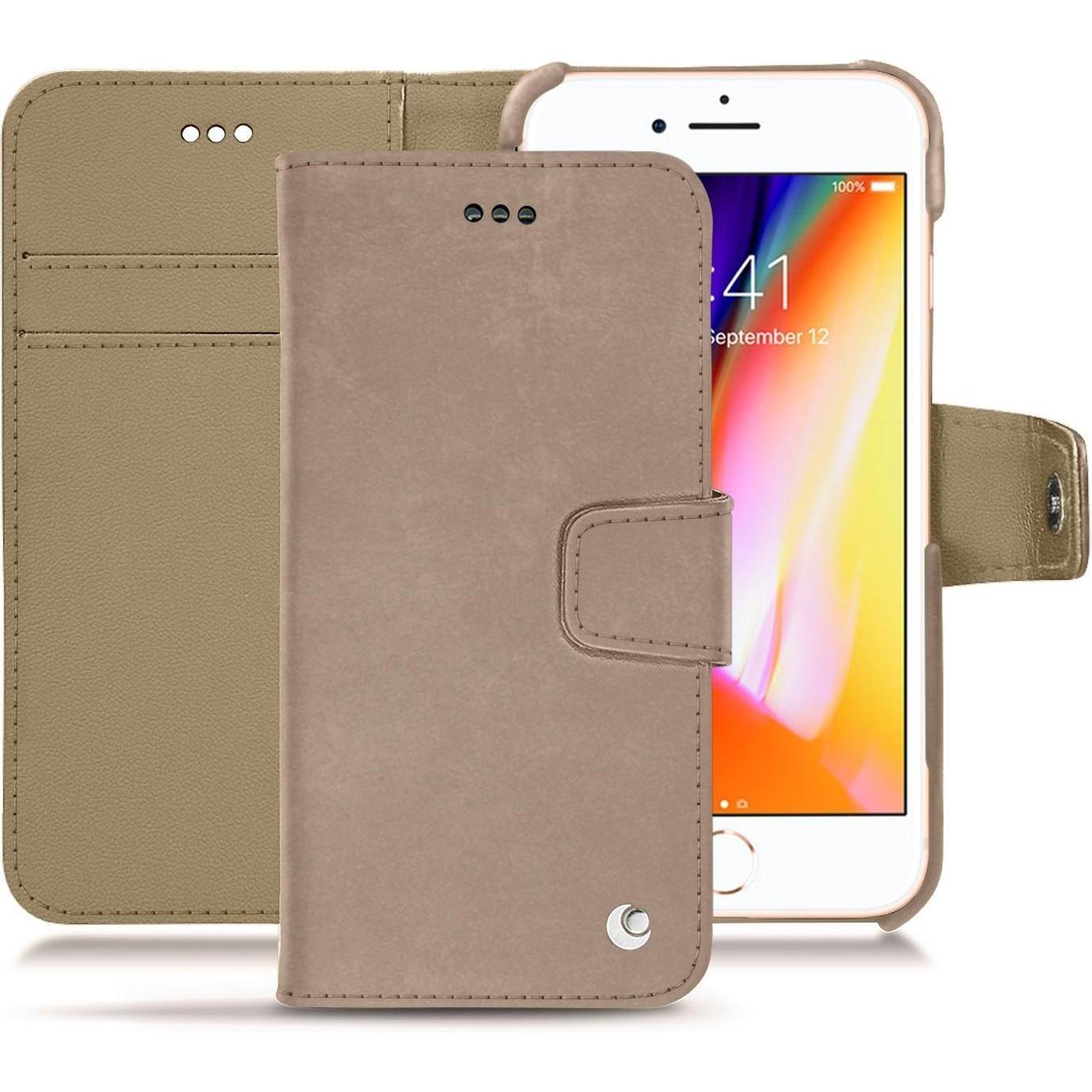 Noreve Lederschutzhülle Wallet (Apple iPhone 8), Smartphone Hülle, Beige