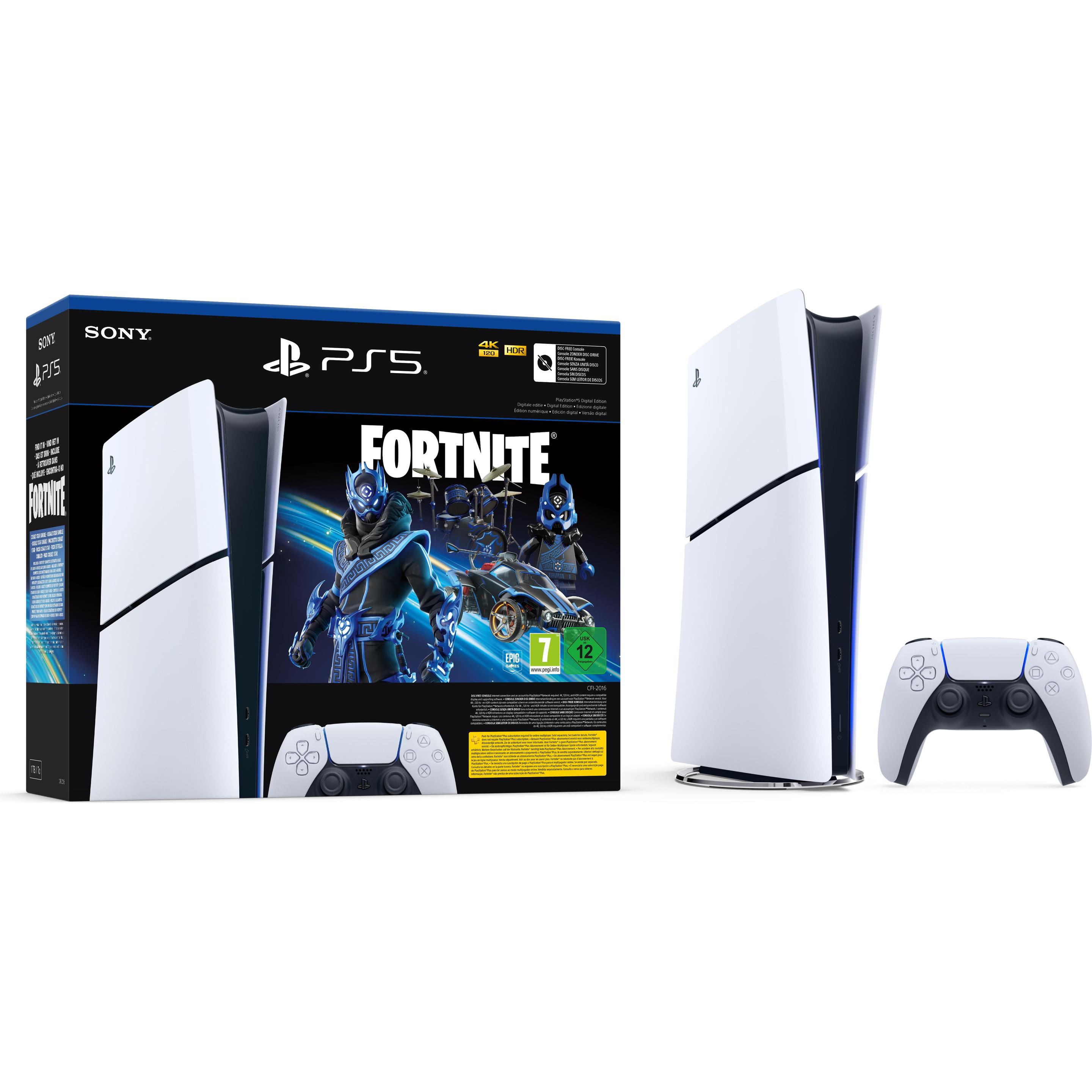 Sony PlayStation 5 Digital Edition – Fortnite Cobalt Star Bundle, Spielkonsole, Weiss, Schwarz