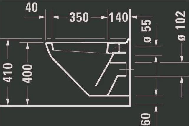 Produktbild Duravit Wand-WC DURAPLUS HORNBERG tief, 360x530mm weiss