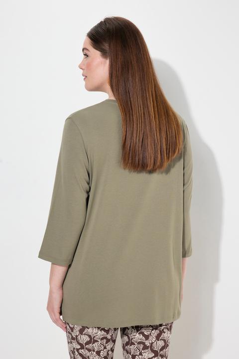 Produktbild Ulla Popken Shirt, Rippjersey, V-Ausschnitt, 3/4-Arm (42, 44)