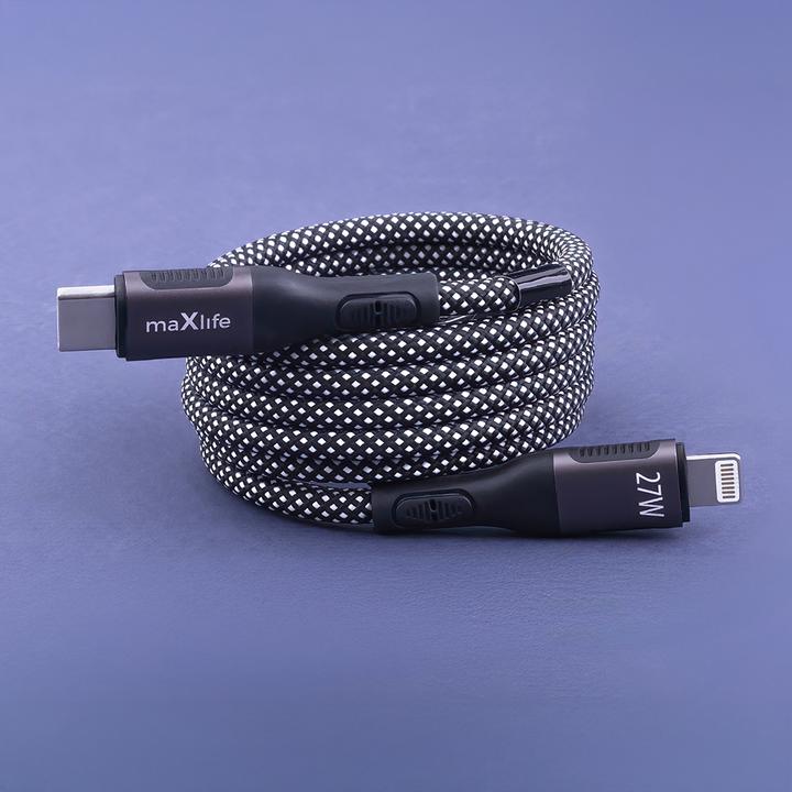 Produktbild Maxlife MXUC-11 magnetisches Kabel USB-C - Lightning 1,0 m 27W schwarzes Nylon (1 m, 27 W)