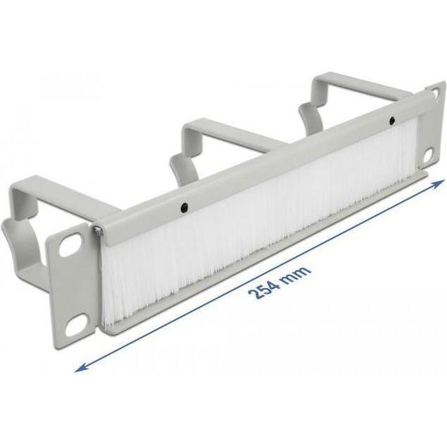 Thumbnail - Delock Cable Management Brush Strip with 3 hooks, Serverschrank Zubehör, Grau