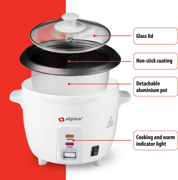 Image du produit alpina Cuiseur à riz avec cuillère en plastique