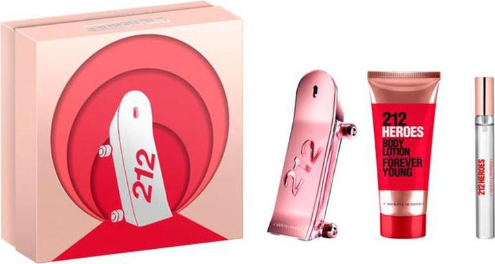 Produktbild Carolina Herrera Herrera 212 Heroes Set: EDP Spray 80ml, Body Lotion 100ml, Rollon 10ml (Parfum Set)