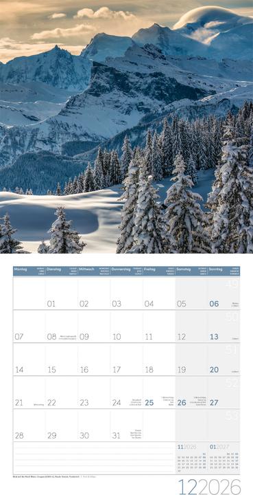Image du produit Alpen Kalender 2026 - 30x30 (30 x 30 cm, Couverture rigide, Allemand, Italien, Anglais, Français)