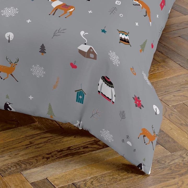 Produktbild Fleuresse Mako-Satin Bettwäsche Milano Winteridylle grau (Bettwäsche Set, 155x220 cm + 80x80 cm)
