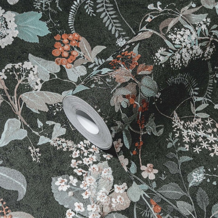 Produktbild A.S. Création Tapete floral Blumen Schwarz Rot Vintage Blumentapete Wohnzimmer Vliestapete (53 x 1005 cm)