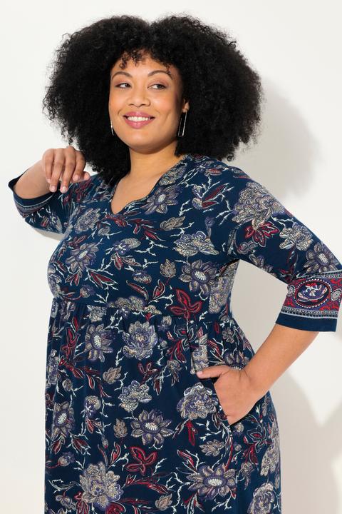 Actual product image Ulla Popken Floral Paisley 3/4 Sleeve Jersey Dress (60)
