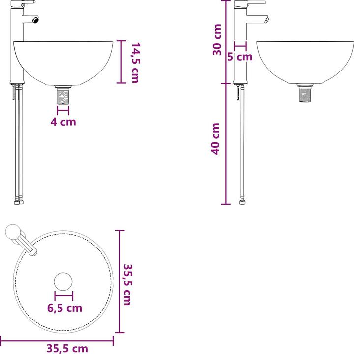 Actual product image vidaXL Wandmontiertes Waschbecken (405 mm, 410 mm)