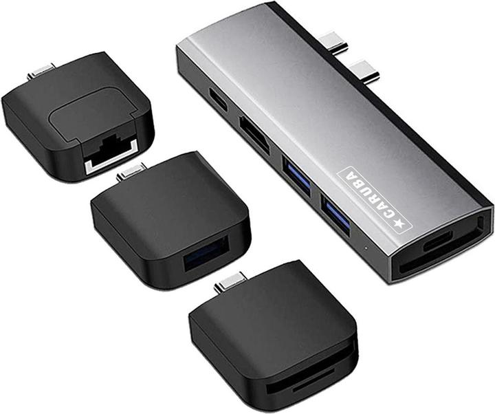 Actual product image Caruba multifunctional 9 in 1 USB C Hub Space Grey (USB-C, 9 ports)