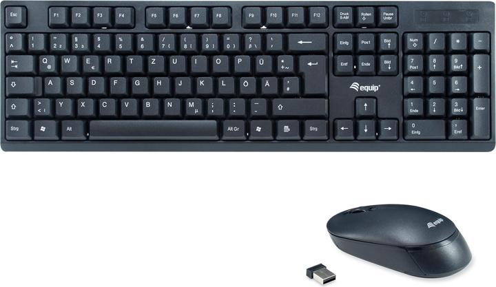 equip Kabellose Kombi Keyboard+Mouse, schwarz, deutsch (DE, Kabellos)