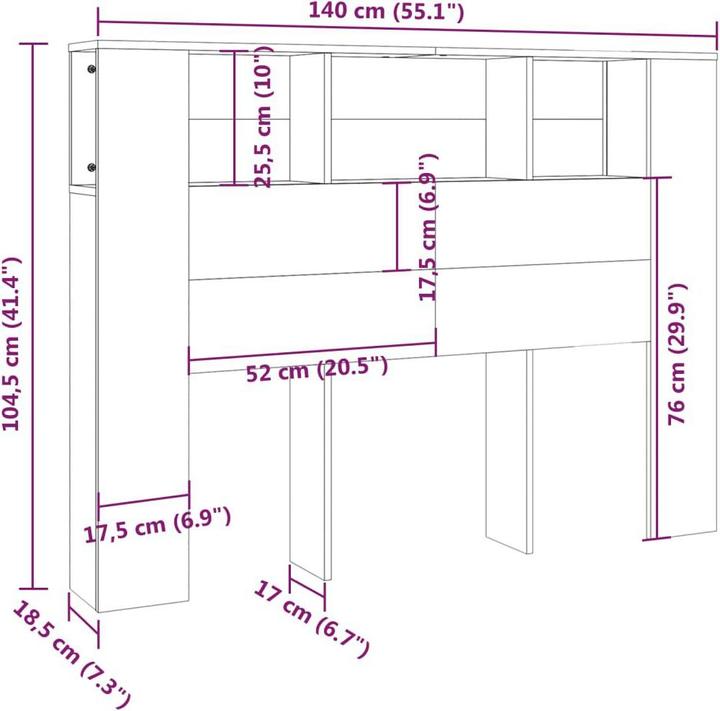 Actual product image vidaXL Jennilee (140 x 18.5 x 104.5 cm)