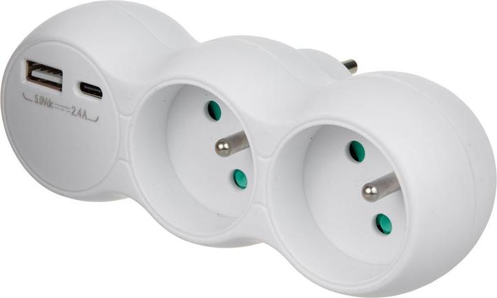 Actual product image Maclean MCE339 - Stromsteckdose, 2-Steckdosen-Verteiler, 2x USB A/C, Typ E, 2x16A (2 x, CEE 7/5)