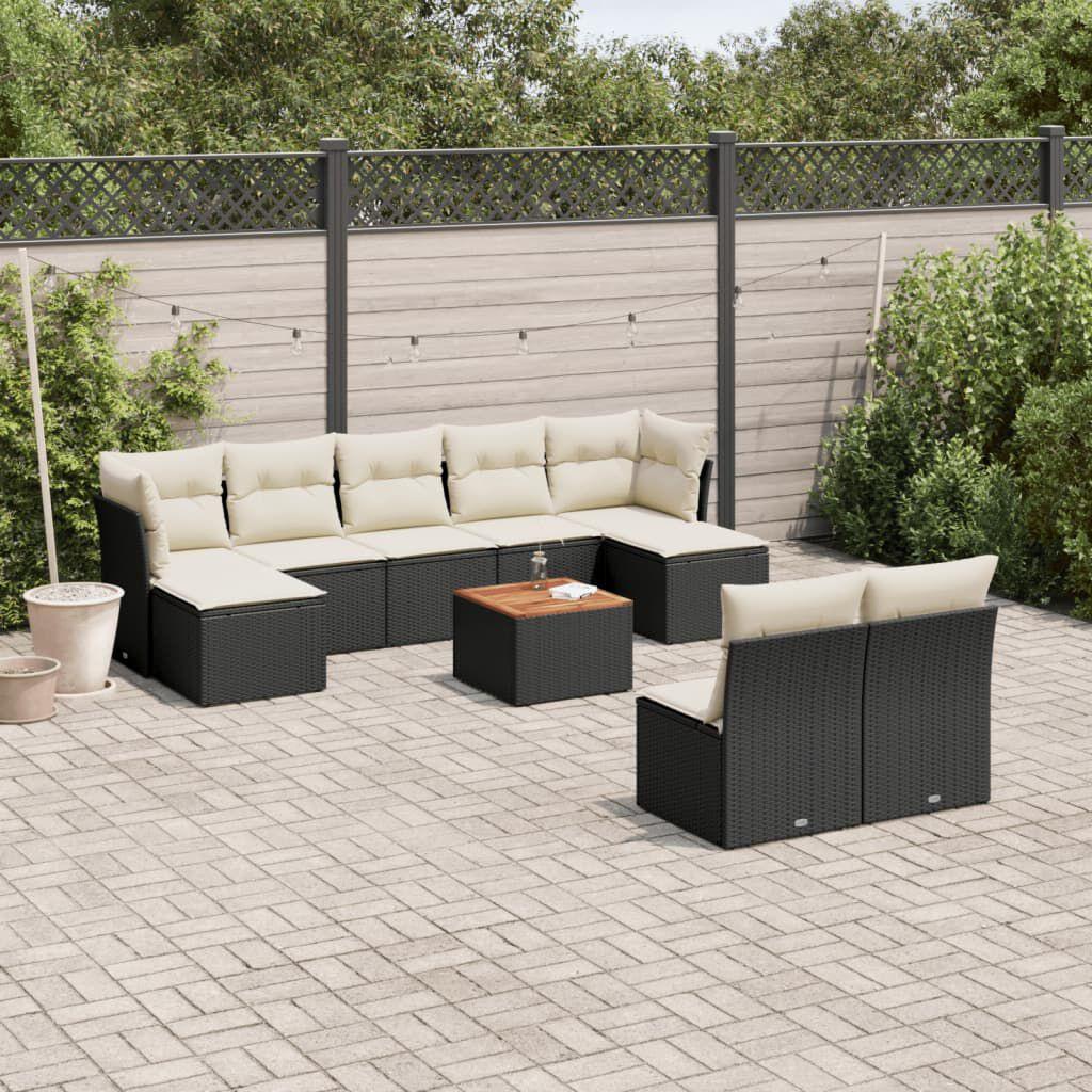 Thumbnail - VidaXL, Gartenlounge, Gartenmöbel Sofa Garnitur Lounge Sitzgruppe 10-tlg. Schwarz Poly Rattan