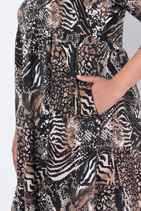 Actual product image Ulla Popken Animal Print Empire Knit A-Line Pocket Dress (54)