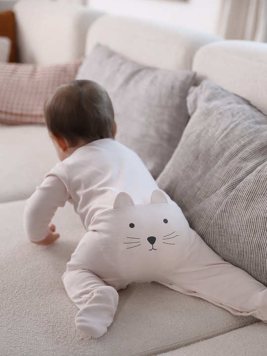 Image du produit Vertbaudet Bio-Kollektion: Baby Strampler mit Katze (62)