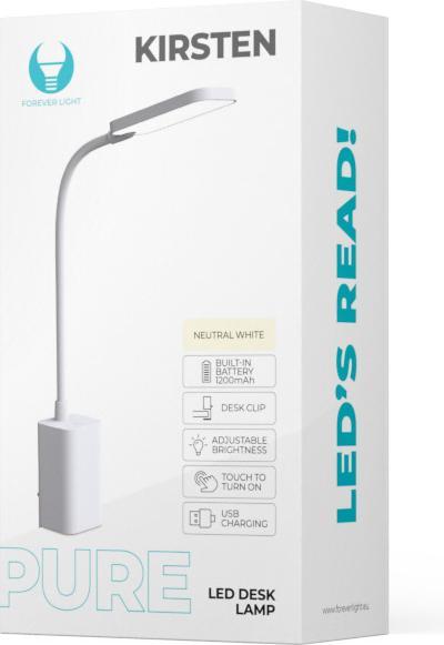 Actual product image Forever Light Desk LED Lamp 6W with clip PURE FLB-10 KIRSTEN white