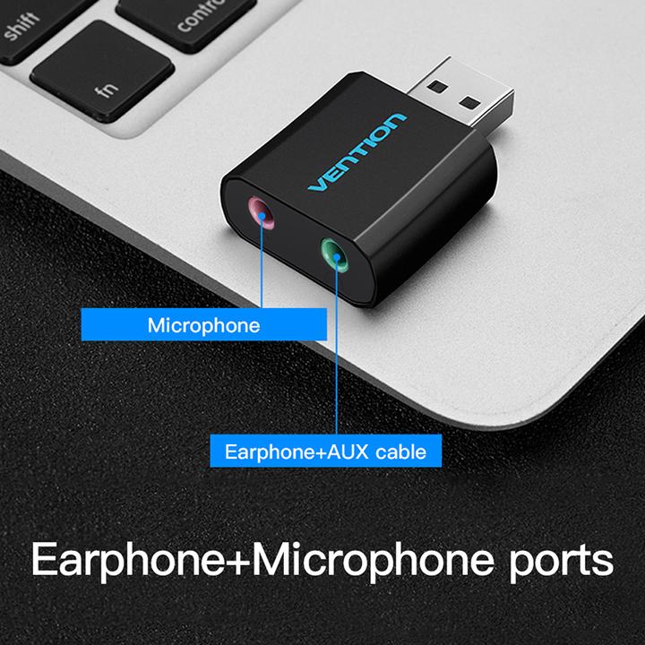 Actual product image Vention USB External Sound Card Black Metal Type (USB)