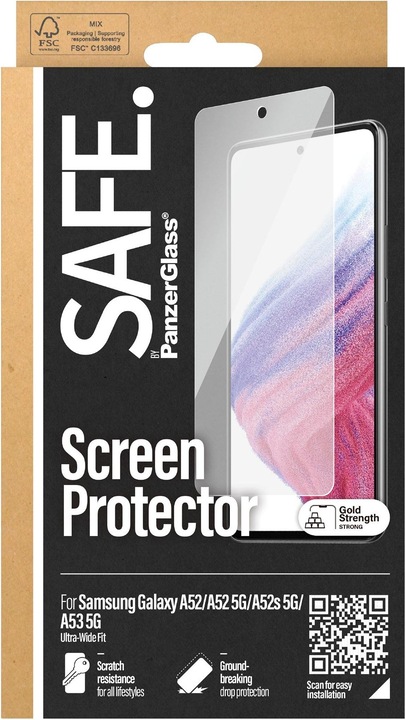 Productafbeelding Safe. Screen Protector Case Friendly Galaxy A52/A52 5G/A52s 5G/A53 (1 Stuk, Samsung Galaxy A53 5G, Samsung Galaxy A52s 5G, Samsung Galaxy A52 5G, Samsung Galaxy A52)