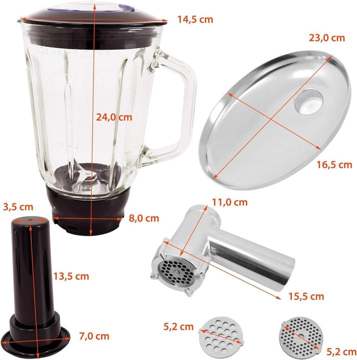 Produktbild Royalty Line Multifunktionaler Küchenroboter mit 2100 Watt, 7,5-Liter-Edelstahlschüssel und Zubehör