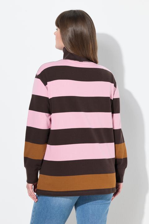 Immagine prodotto Ulla Popken Felpa in cotone biologico con righe, collo alto e maniche lunghe (50, 52)