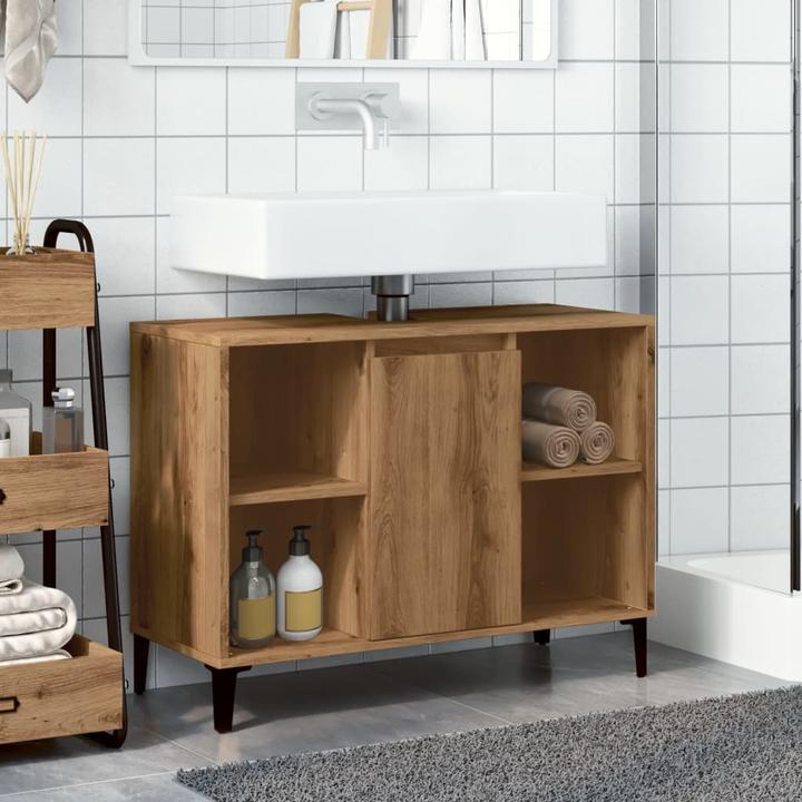 Produktbild vidaXL Waschbeckenunterschrank Unterschrank Badschrank Badmöbel Artisan-Eiche (80 x 33 x 60 cm)