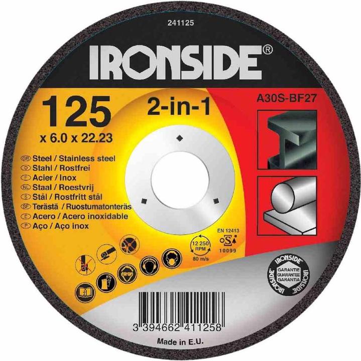 Produktbild Ironside Schruppscheibe für Metall 125/6mm gekröpft, Bohrung 22 mm