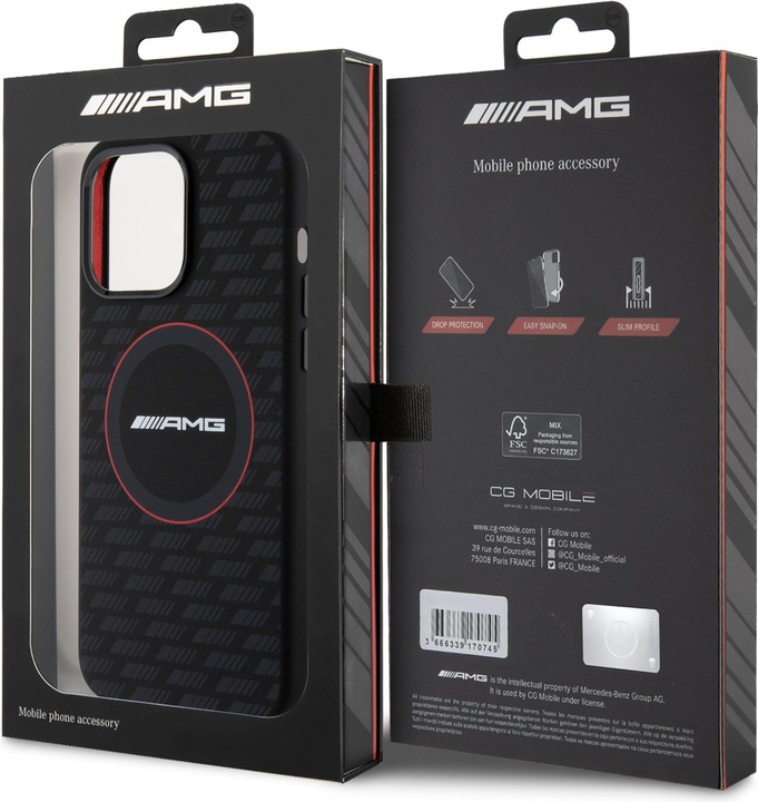 Produktbild Mercedes AMG AMHMP15L23SMRK iPhone 15 Pro 6.1" czarny/black hardcase Silicone Carbon Pattern MagSafe (Apple iPhone 15 Pro)