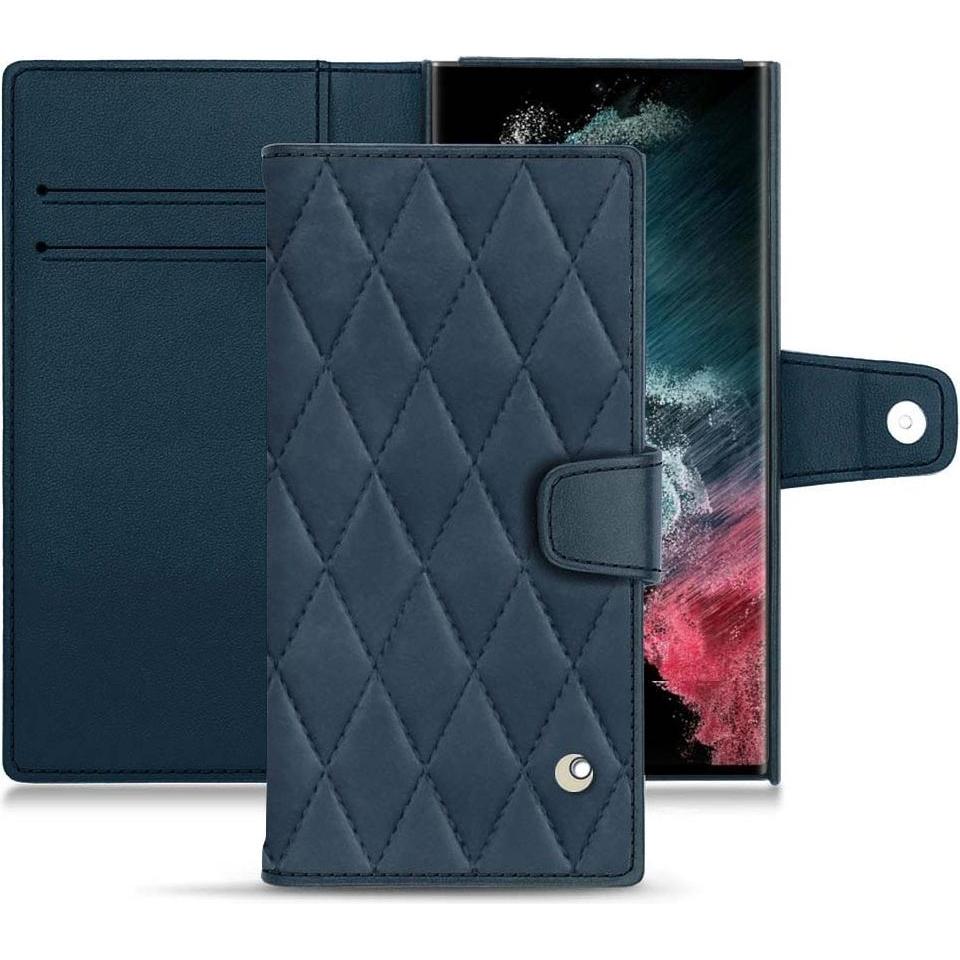 Noreve Lederschutzhülle Wallet (Samsung Galaxy S22 Ultra), Smartphone Hülle, Blau