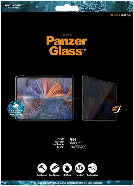Immagine prodotto PanzerGlass Privacy (1 Pezzo/i, iPad Pro 12.9 2020 (4. Gen), iPad Pro 12.9 2021 (5a generazione), iPad Pro 12,9 2022 (6a generazione), iPad Pro 12.9 2018 (3. Gen))