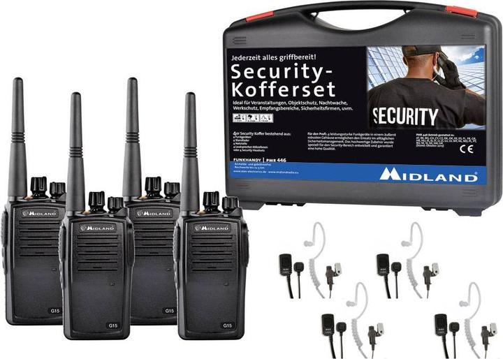 Immagine prodotto Midland G15 Pro PMR Custodia di sicurezza a 4 pezzi C1127.S4 PMR-portofoon Set 4 pezzi (8 km)