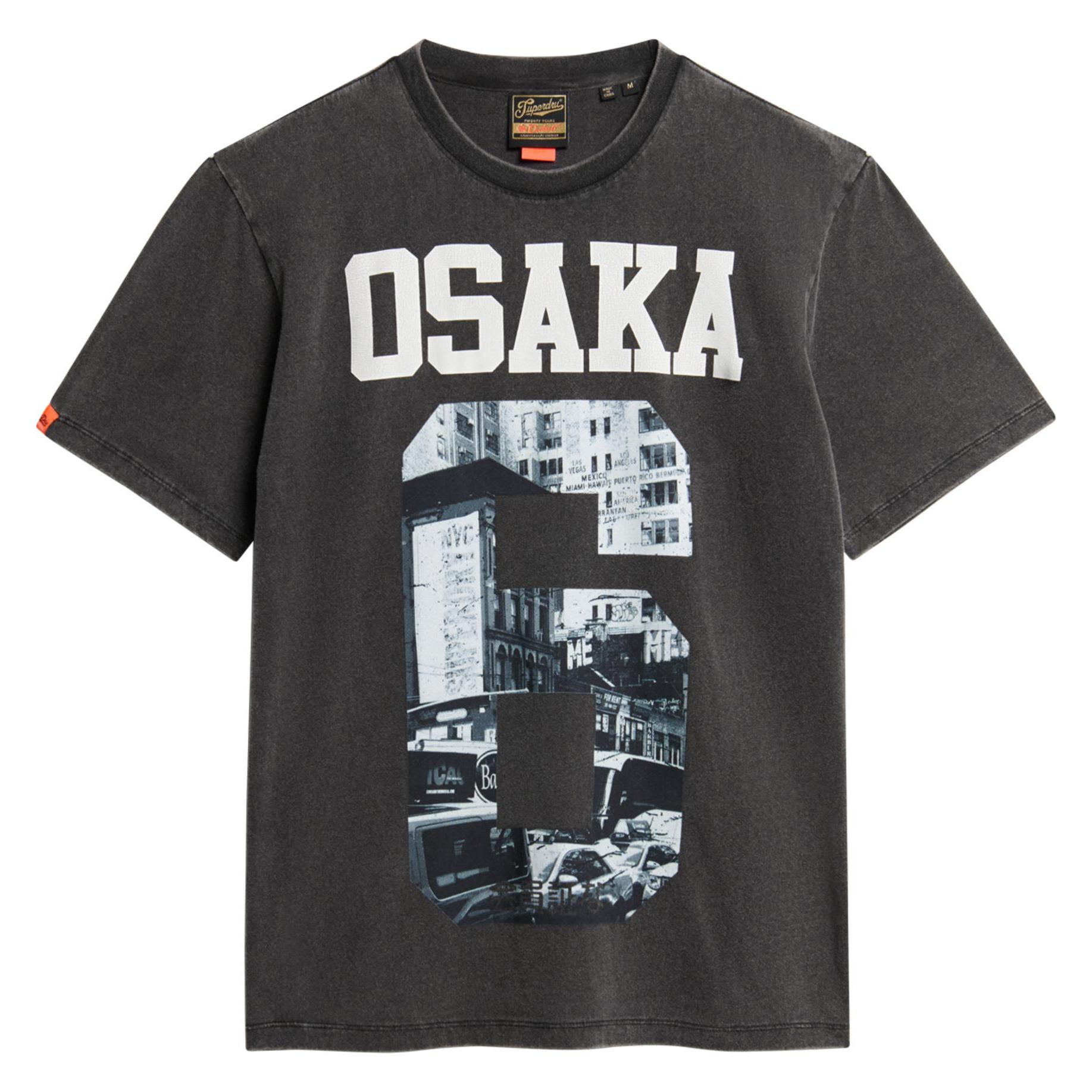 Superdry, Herren, Shirts, Osaka Loose, Schwarz, (L)