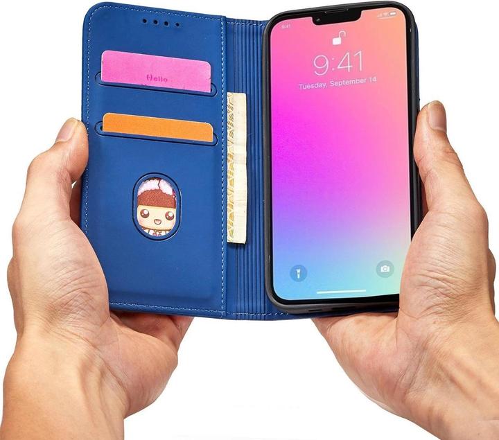 Produktbild Hurtel Magnetkartenhülle für iPhone 13 Pro Max Tasche Kartenetui Kartenhalter Blau (Apple iPhone 13 Pro Max)