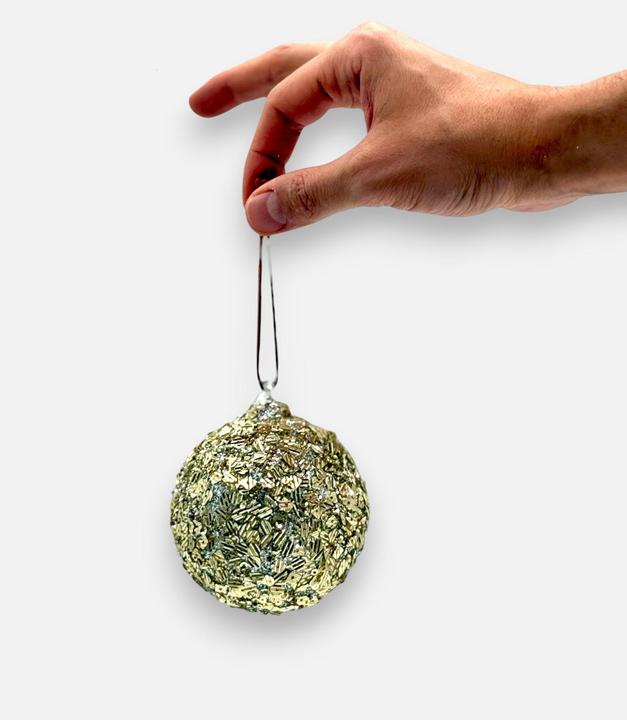 Actual product image Mon Chouchou Weihnachtskugel Glas Pailletten Ø8cm gold