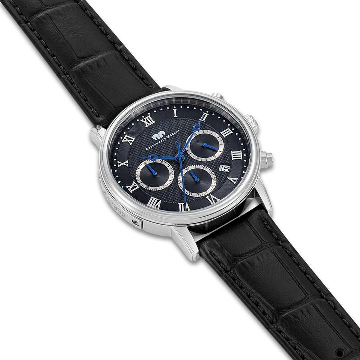 Produktbild Herren Chronograph Moonlight Echtleder schwarz - 26501 (Chronograph, 40 mm)