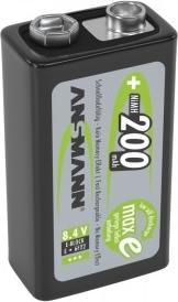 Produktbild Ansmann maxE - Batterie 9V - NiMH - (wiederaufladbar) (1 Stk., 9V Block, 200 mAh, Akku)