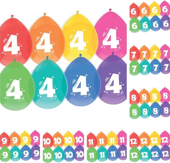 Produktbild Unique Luftballons 8er Pack Zahl 9 (8 x)