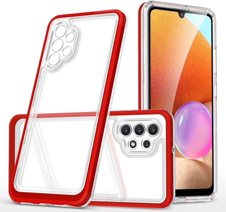 Actual product image Hurtel Clear 3in1 Case for Samsung Galaxy A72 4G Frame Gel Cover Red (Samsung Galaxy A72)