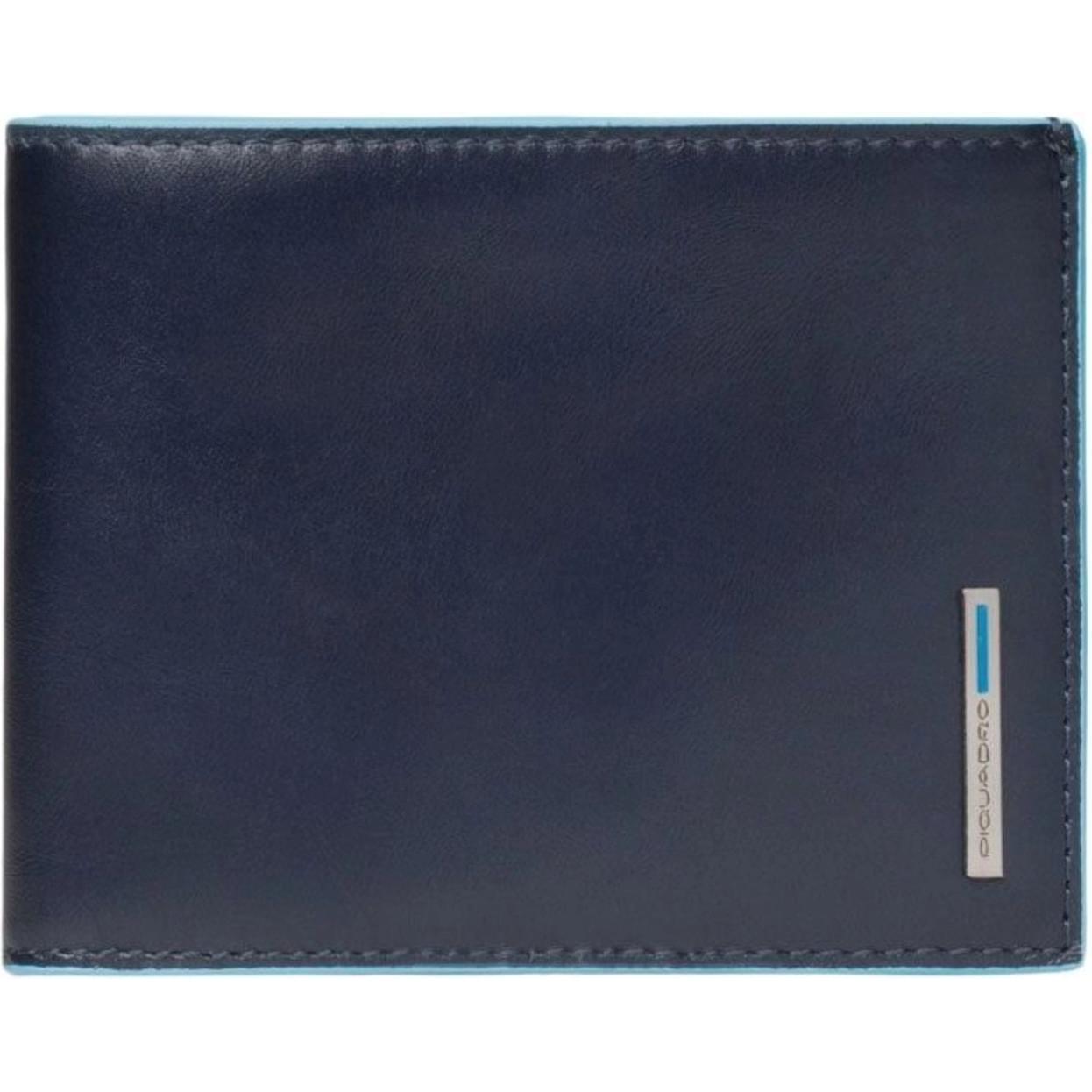 Piquadro Uomo Blu Uomini, Portafoglio, Portafoglio Quadrato Da Con Tasca Portamonete Notte,