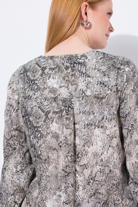 Immagine prodotto Ulla Popken Tunica con design pitonato, scollo a V e maniche lunghe (42, 44)