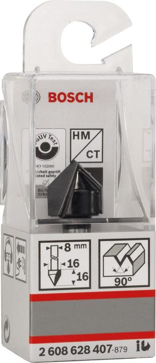 Immagine prodotto Bosch Professional Zubehör Fresa a V, 8 mm, D1 16 mm, L 16 mm, G 45 mm, 90°