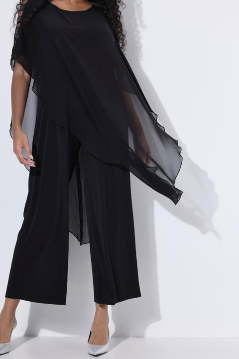 Image du produit Ulla Popken Combinaison 1 pièce en jersey, jambe large et voile en mousseline (54)