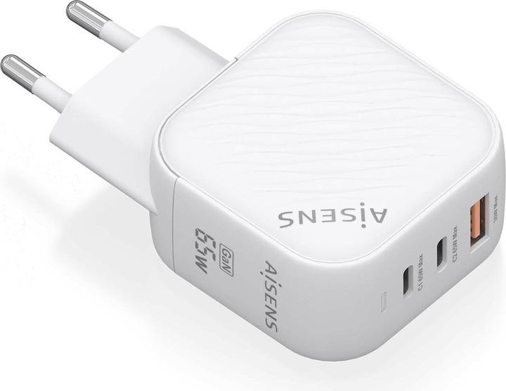 Produktbild Aisens CARGADOR GAN 65W 2XUSB-C PD3.0 QC4.0 1XUSB-A QC3.0 BLANCO (65 W, 3 Ports)