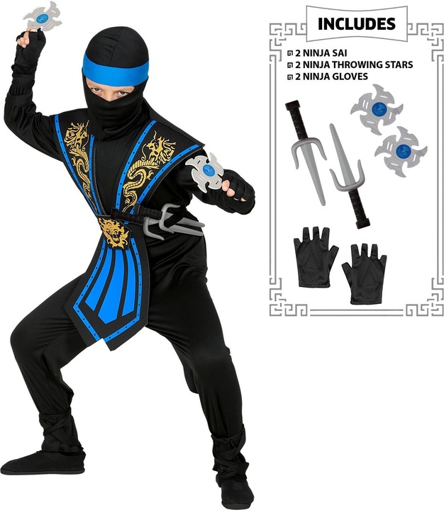 Actual product image Widmann Kombat ninja with weapon set (116)