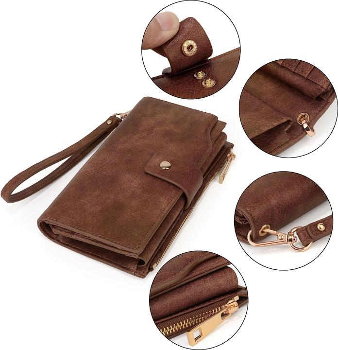 Produktbild Only-Bags.Store Brieftasche RFID-Blockierung Grosse Kapazität Vegan Leder Clutch Wallet 21 Card Slots Holder