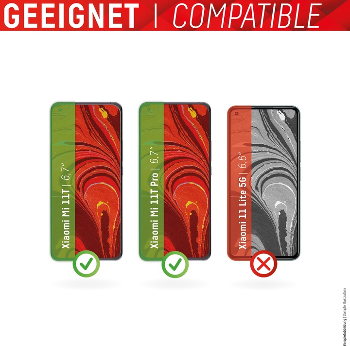 Actual product image Displex Smart Glass, Displayschutzfolie (1 Piece, Xiaomi 11T, Xiaomi 11T Pro)